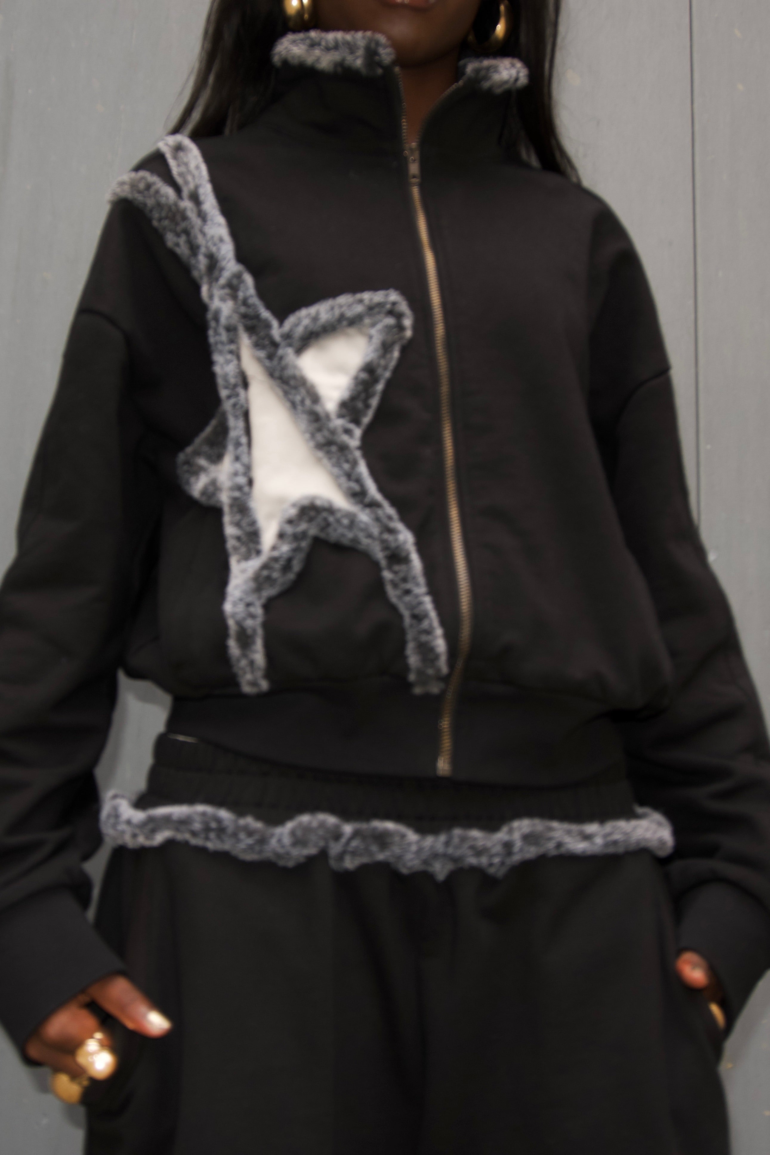 Black STARRED zip up jumper