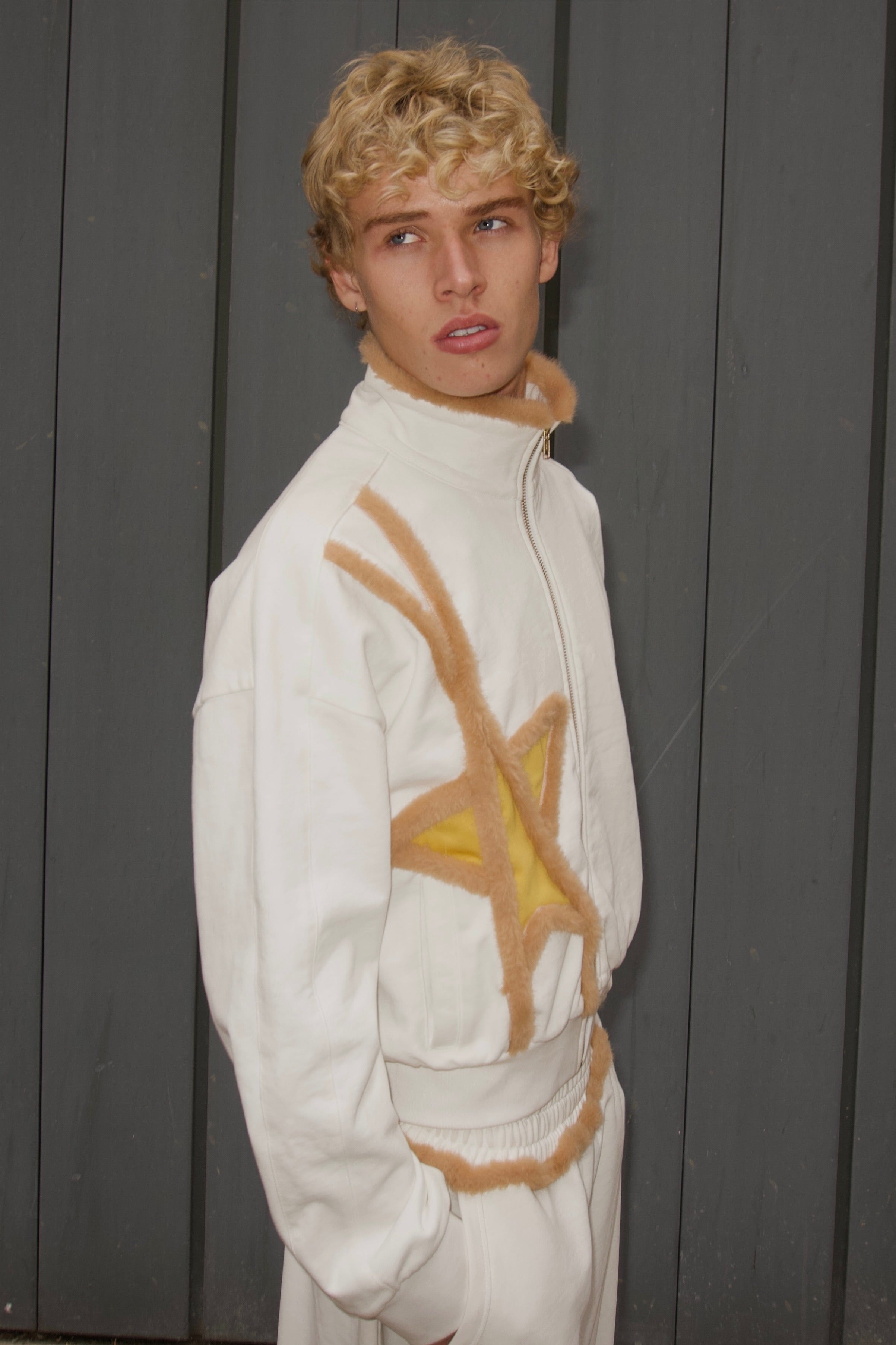 White STARRED zip up jumper