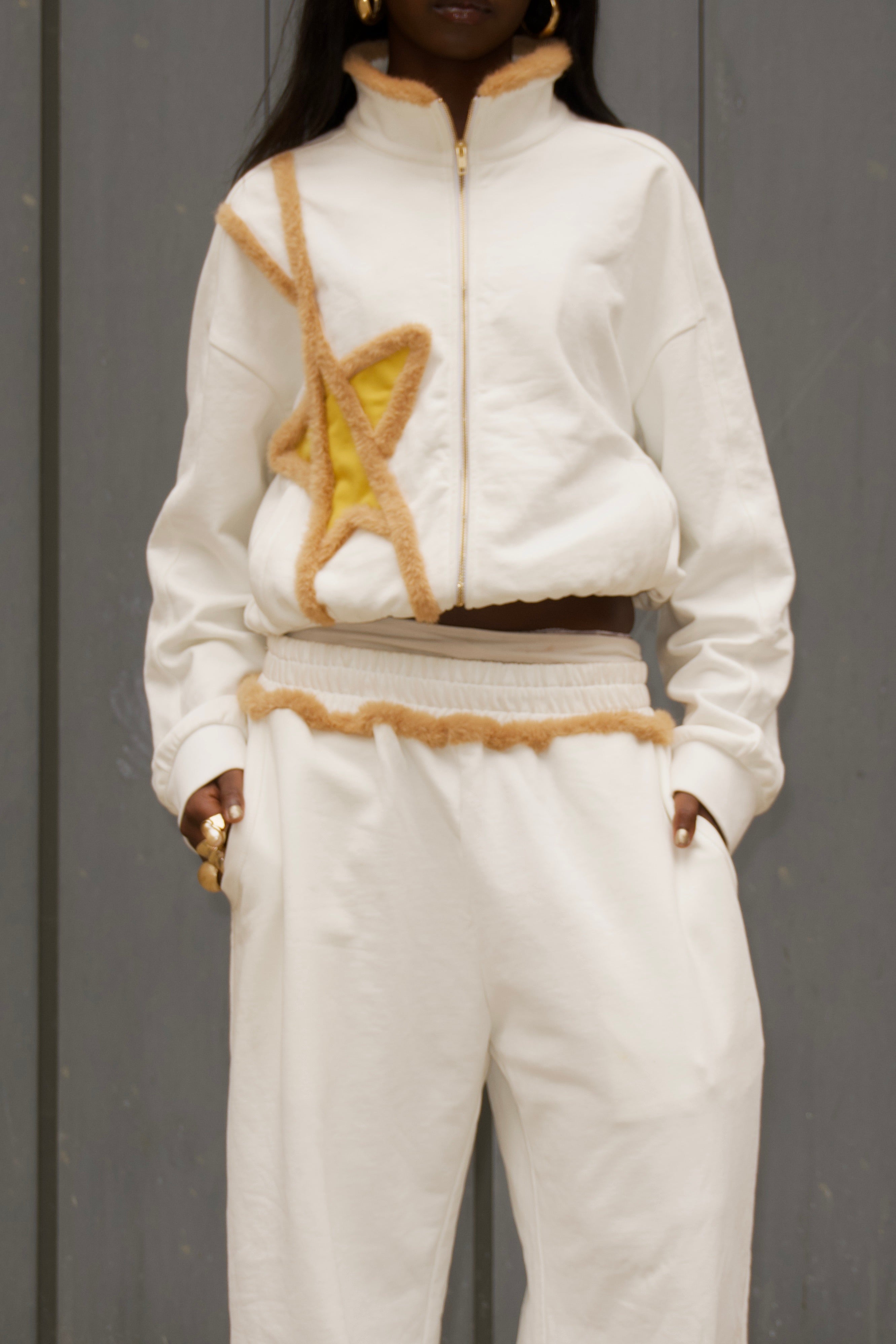 White STARRED zip up jumper