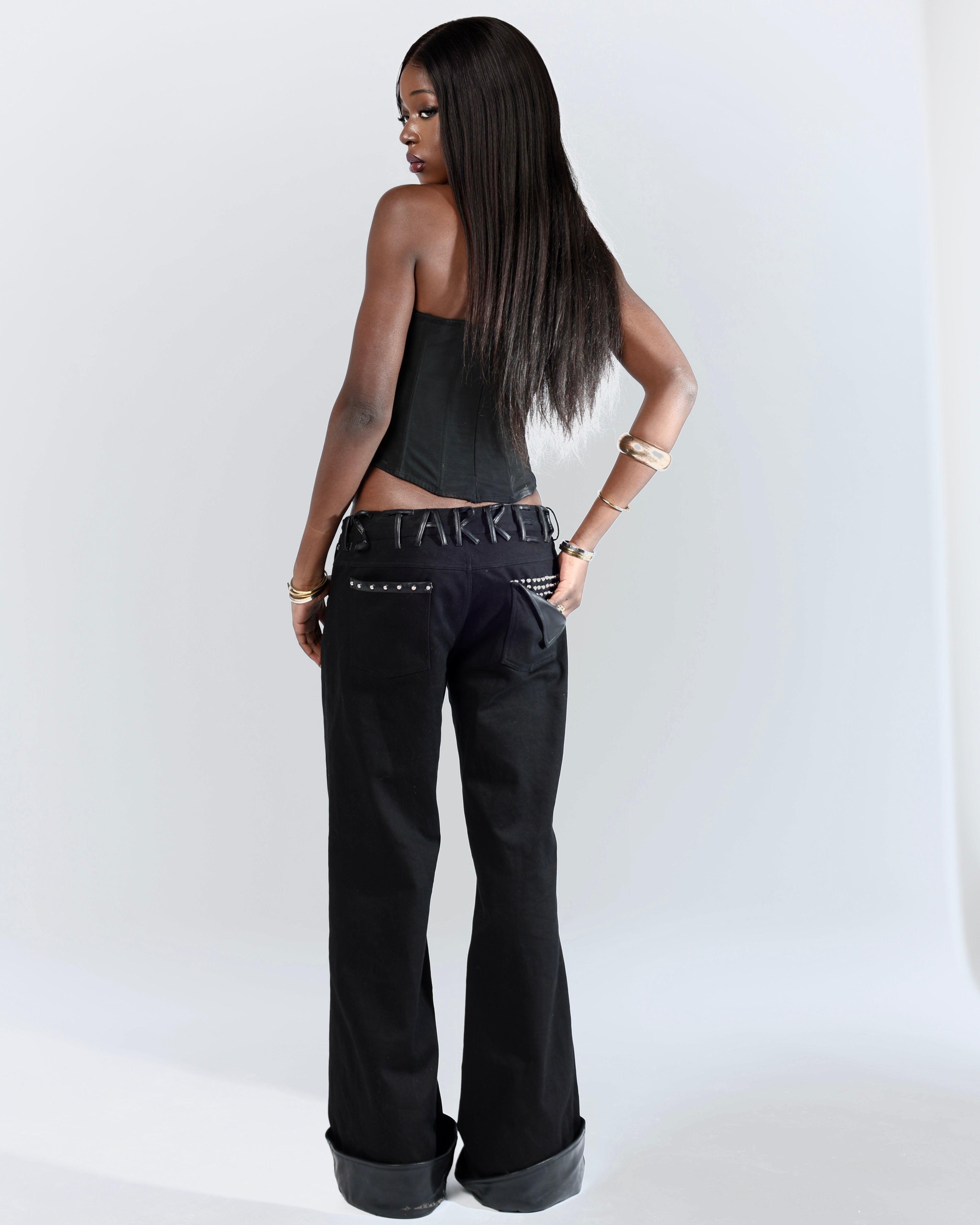 LOW RISE BOOTCUT STARRED JEANS